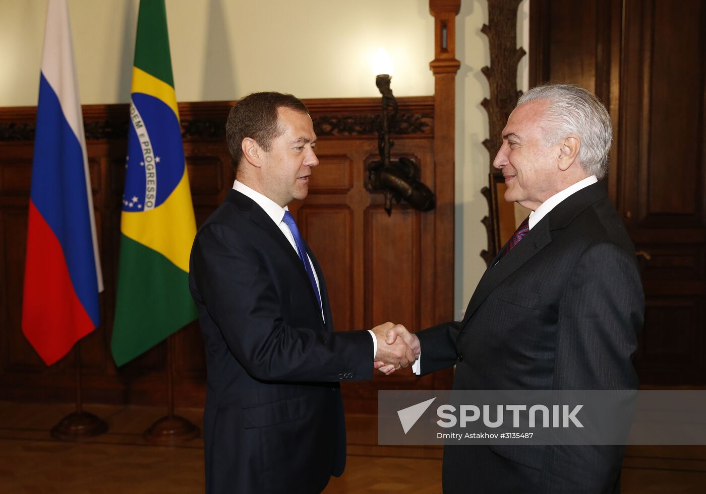 Prime Minister Dmitry Medvedev meets with Brazilian President Michel Temer