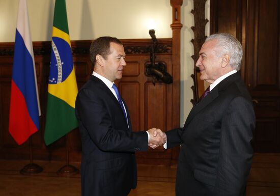 Prime Minister Dmitry Medvedev meets with Brazilian President Michel Temer