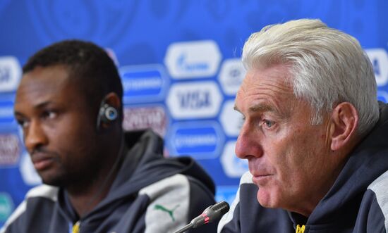 Football. 2017 FIFA Confederations Cup. Cameroon's national team holds news conference