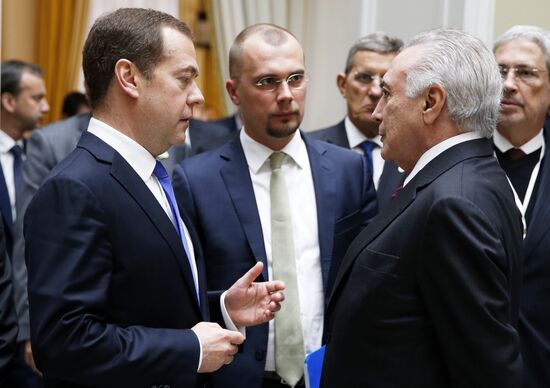 Prime Minister Dmitry Medvedev meets with Brazilian President Michel Temer