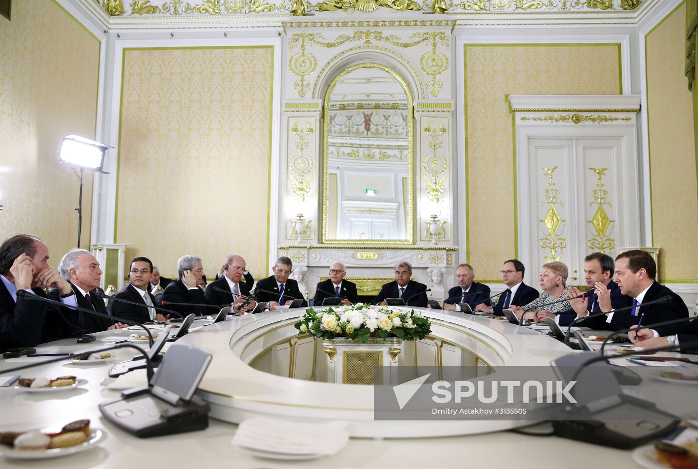 Prime Minister Dmitry Medvedev meets with Brazilian President Michel Temer