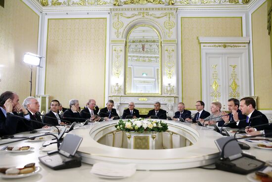 Prime Minister Dmitry Medvedev meets with Brazilian President Michel Temer