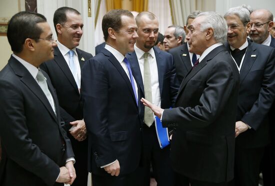 Prime Minister Dmitry Medvedev meets with Brazilian President Michel Temer