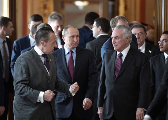 Russian President Vladimir Putin's meeting with Brazilian President Michel Temer