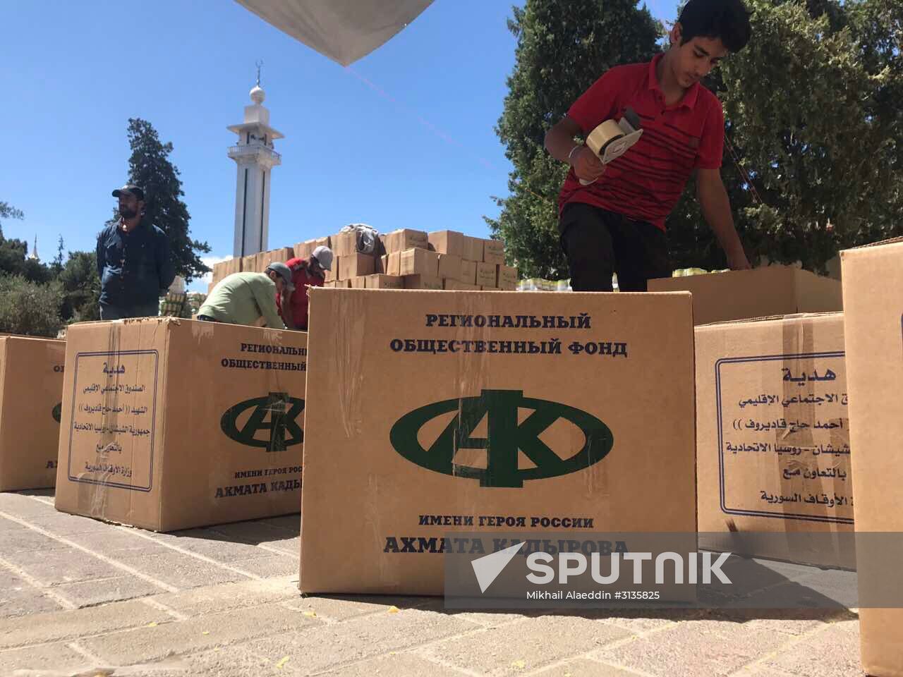 Humanitarian relief from Akhmat Kadyrov's Fund for families of killed Syrian army servicemen arrives in Damascus