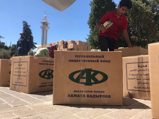 Humanitarian relief from Akhmat Kadyrov's Fund for families of killed Syrian army servicemen arrives in Damascus