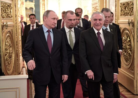 President Vladimir Putin holds official meeting with Brazilian President Michel Temer