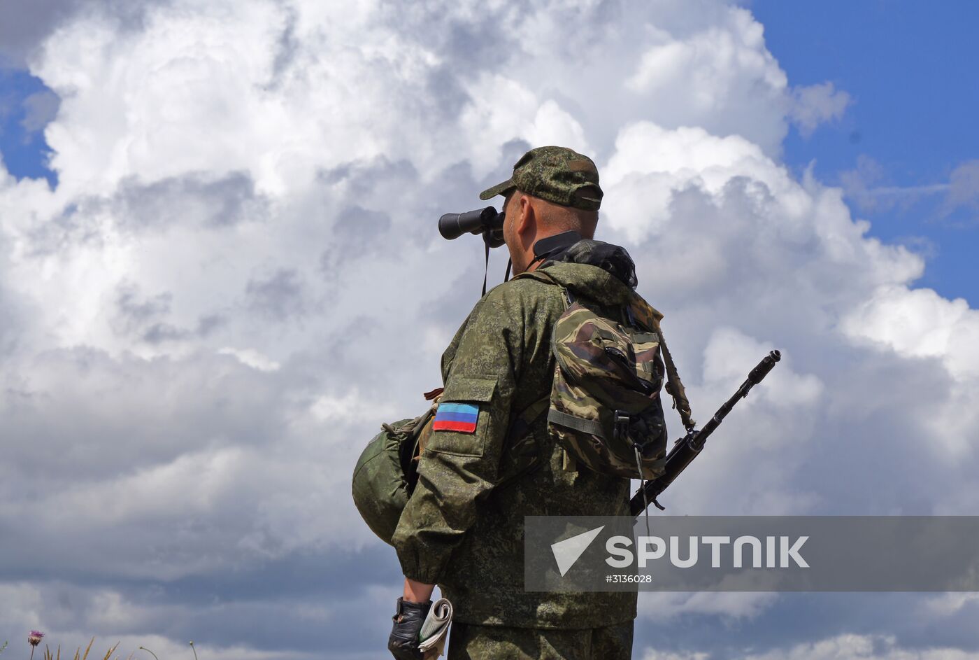 People's Militia of the Lugansk People's Republic soldier on position at the contact line in Donbas