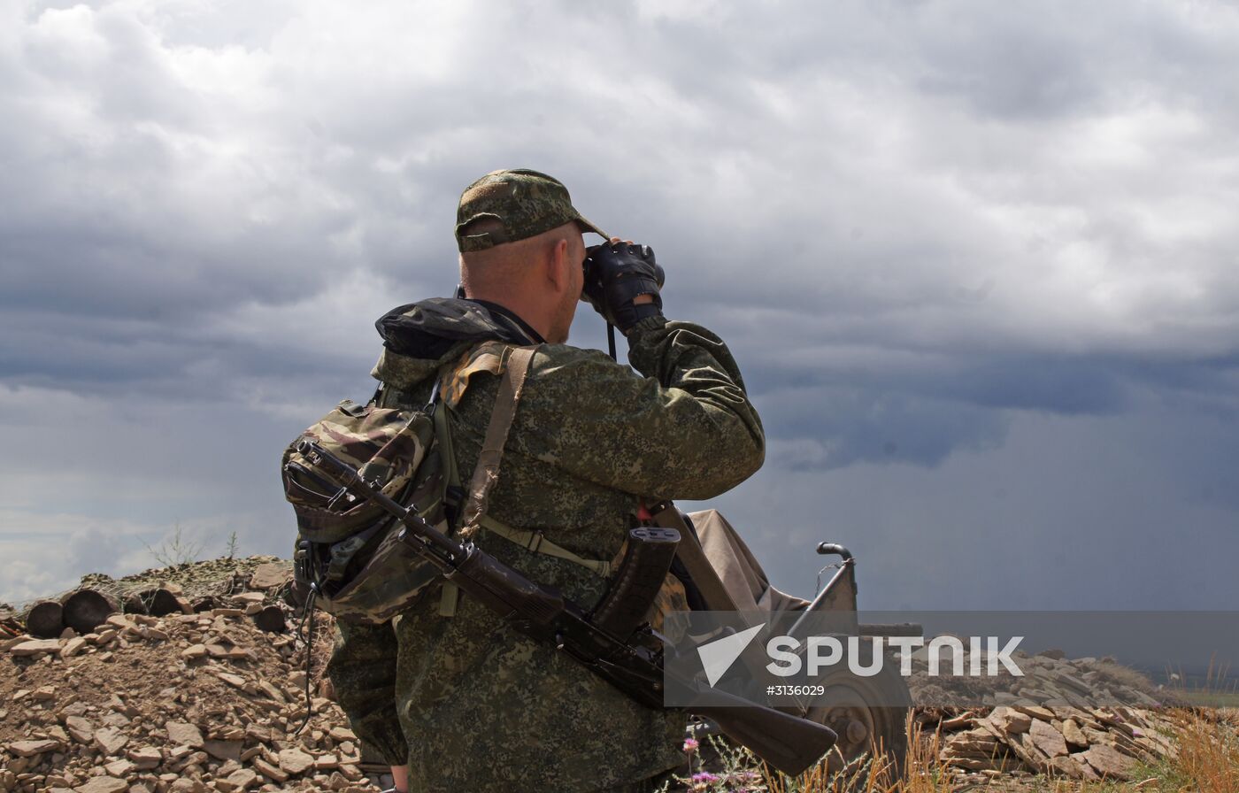 People's Militia of the Lugansk People's Republic soldier on position at the contact line in Donbas