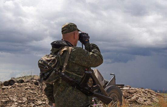 People's Militia of the Lugansk People's Republic soldier on position at the contact line in Donbas