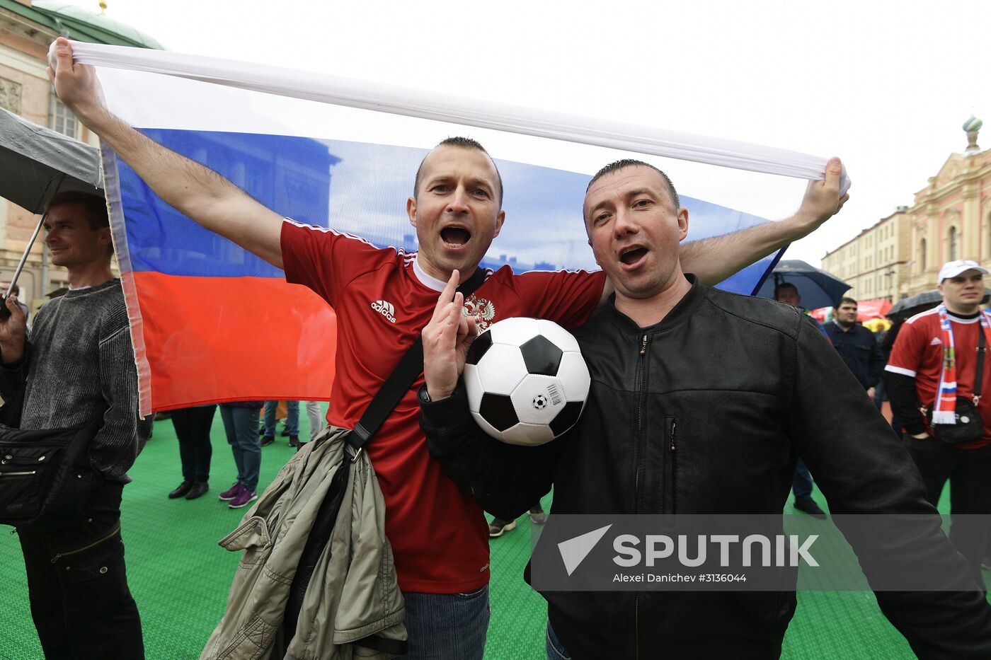 Fans watch Russia vs. Portugal match at 2017 FIFA Confederations Cup fan zone in St. Petersburg