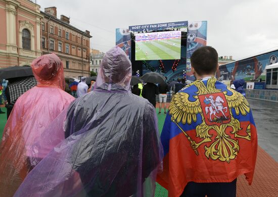 Fans watch Russia vs. Portugal match at 2017 FIFA Confederations Cup fan zone in St. Petersburg