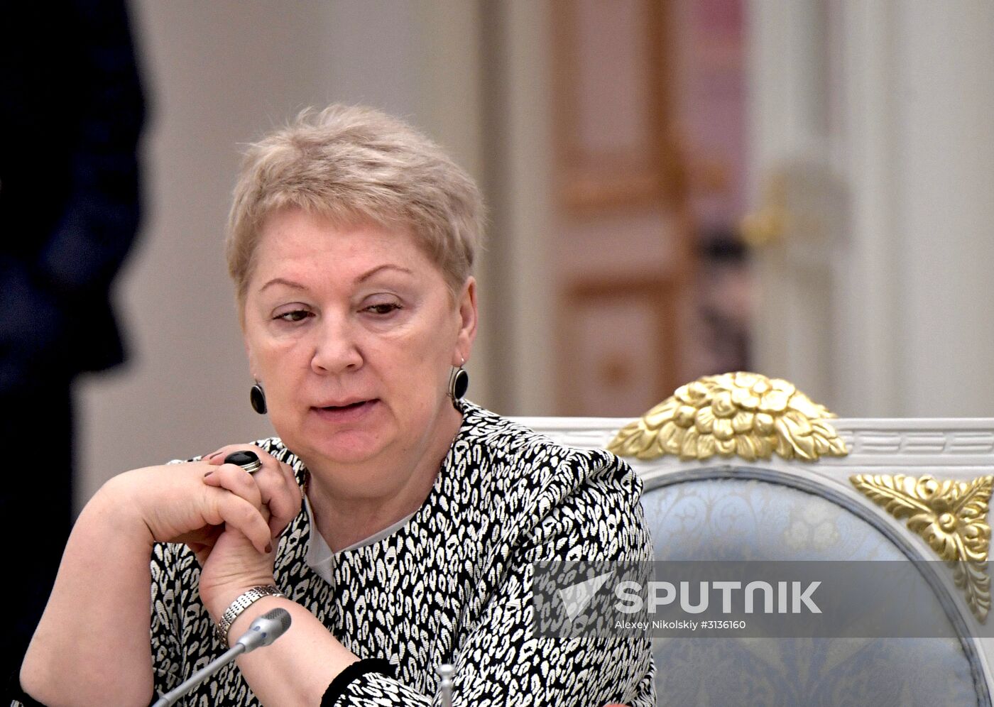 Russian President Vladimir Putin meets with graduating class teachers