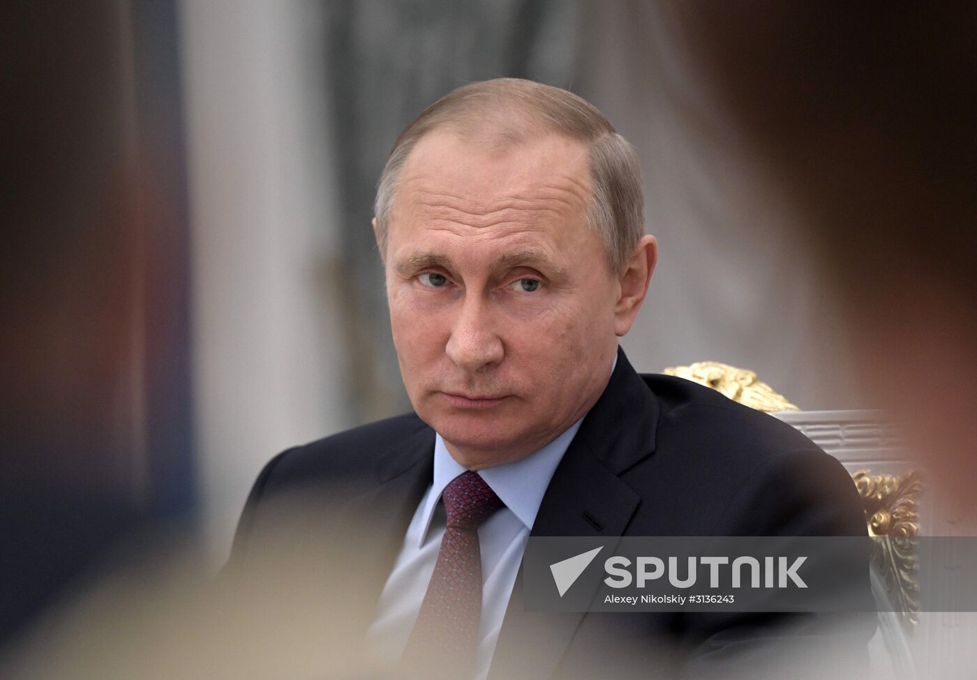 Russian President Vladimir Putin meets with graduating class teachers