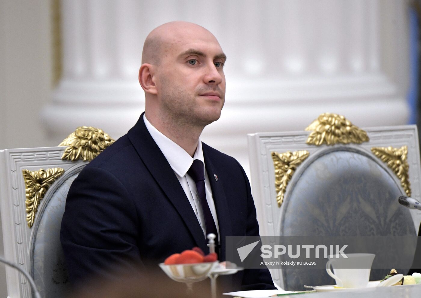 Russian President Vladimir Putin meets with graduating class teachers