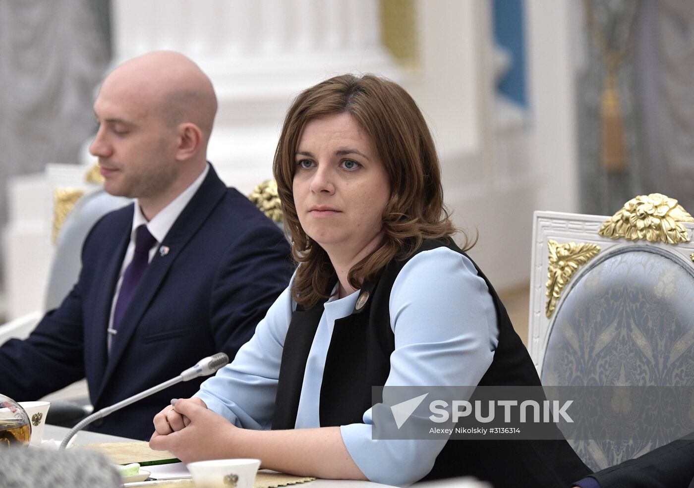 Russian President Vladimir Putin meets with graduating class teachers