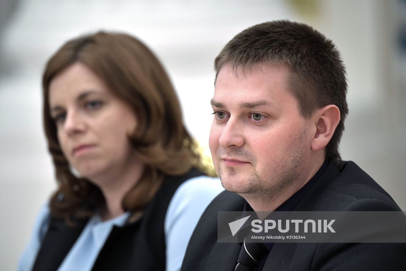 Russian President Vladimir Putin meets with graduating class teachers