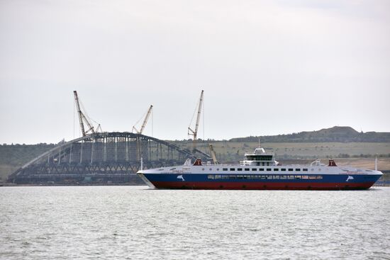 Railway part of the Kerch Strait Bridge assembled