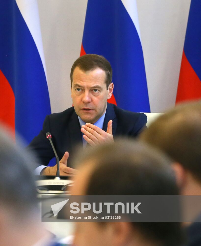 Prime Minister Medvedev visits Sheremetyevo international airport