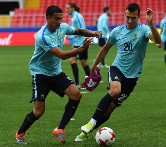 Football. 2017 FIFA Confederations Cup. Training session of Australia's national team