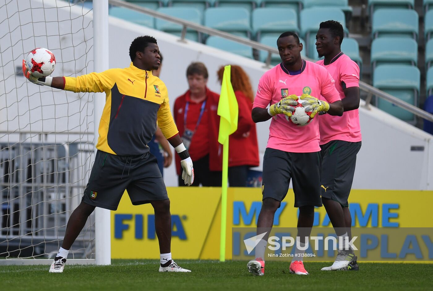 Football. 2017 FIFA Confederations Cup. Training session of Cameroon's national team