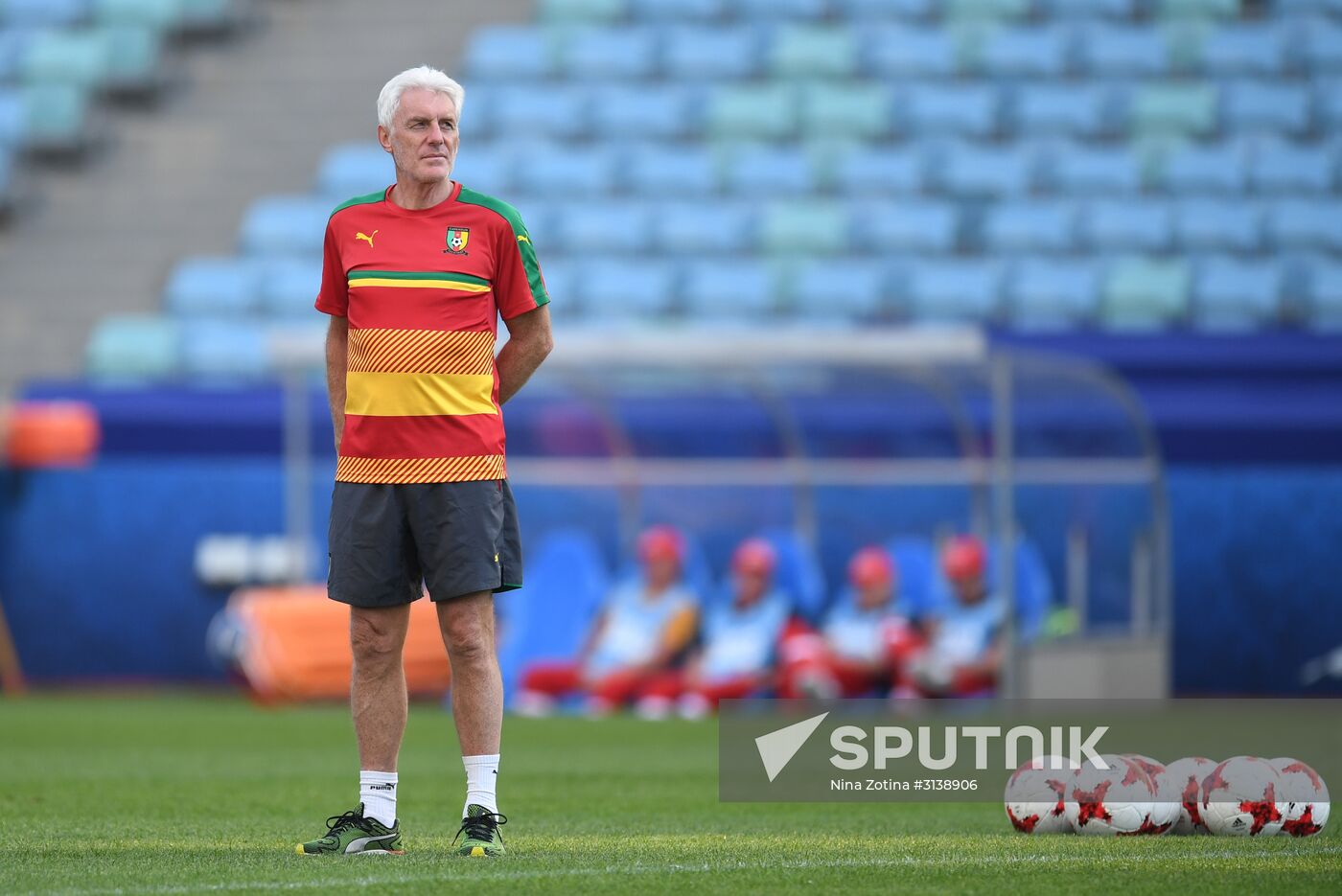 Football. 2017 FIFA Confederations Cup. Training session of Cameroon's national team