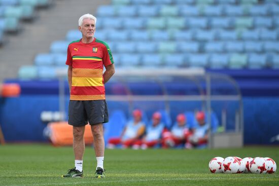 Football. 2017 FIFA Confederations Cup. Training session of Cameroon's national team