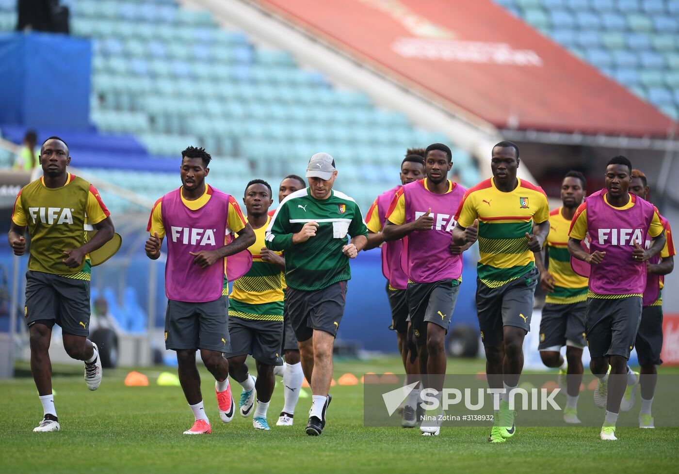 Football. 2017 FIFA Confederations Cup. Training session of Cameroon's national team