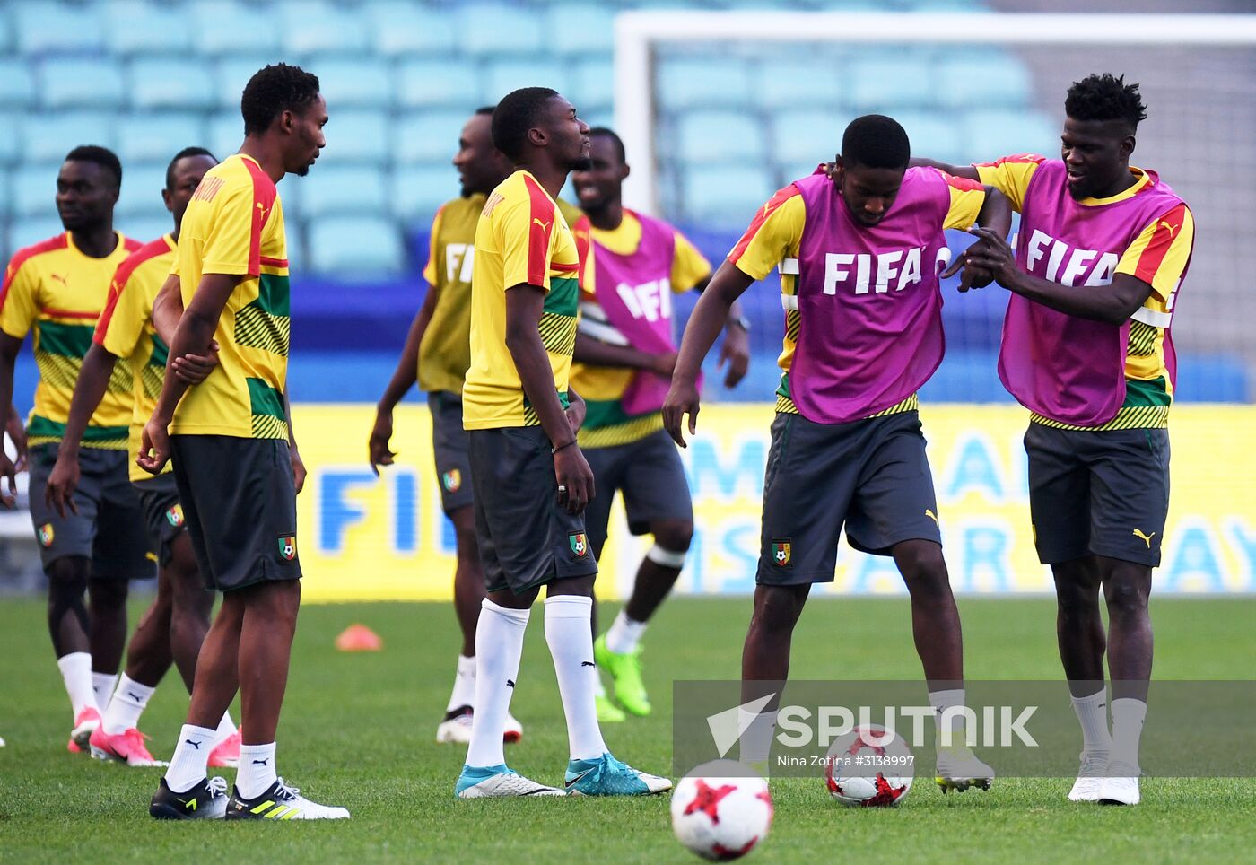 Football. 2017 FIFA Confederations Cup. Training session of Cameroon's national team