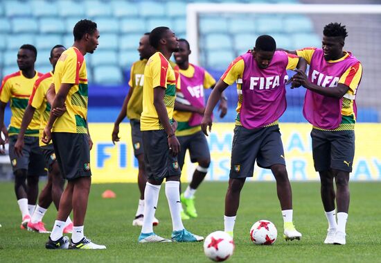 Football. 2017 FIFA Confederations Cup. Training session of Cameroon's national team