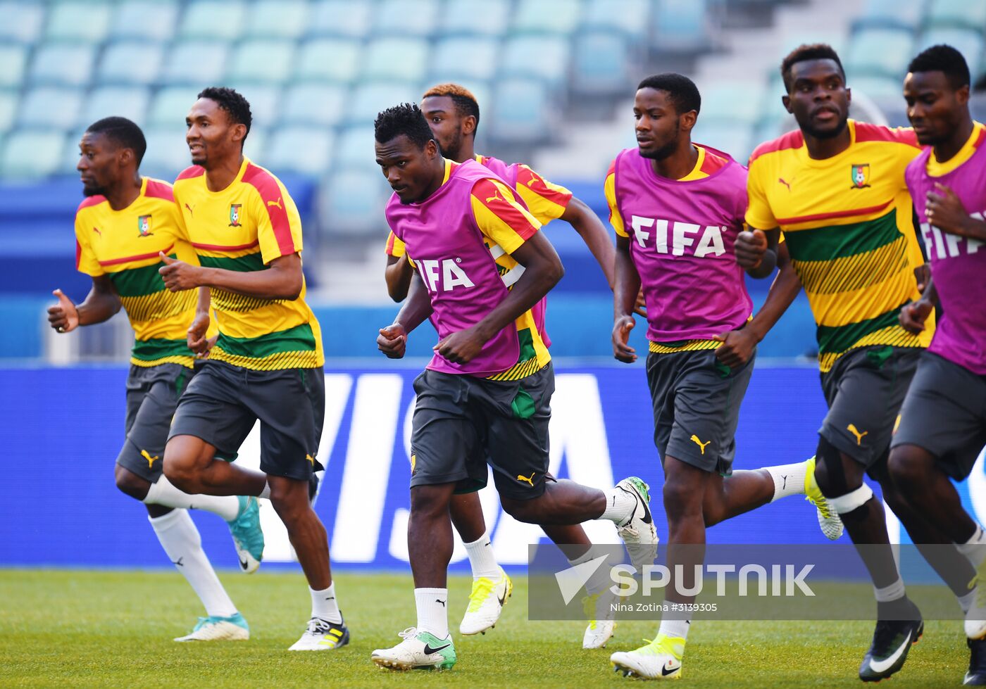 Football. 2017 FIFA Confederations Cup. Training session of Cameroon’s national team