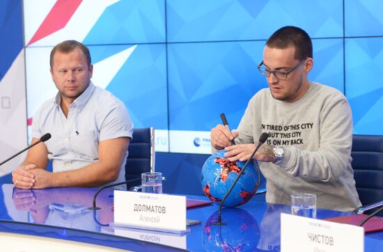 News conference on signing partner agreement between Spartak Moscow and Lu Gang by Guf