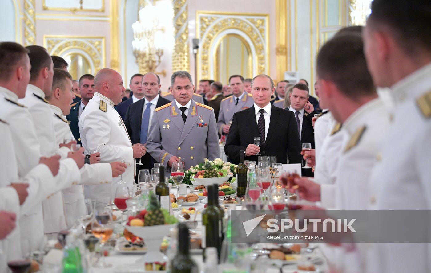 President Putin meets with Russian military academies graduates