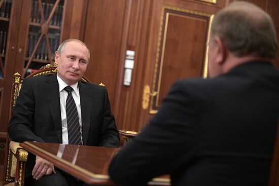President Vladimir Putin meets with Communist Party leader Gennady Zyuganov