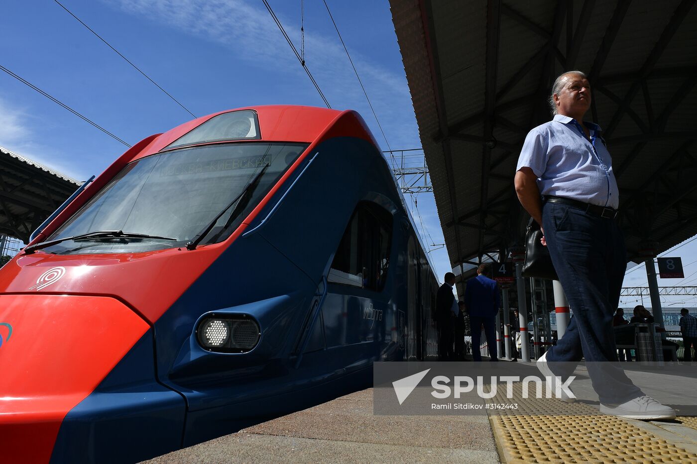 The presentation of the new Ivolga train at the renovated Solnechnaya transit hub in the Moscow Region. Location: Russia, Moscow region, Moscow. Author: Ramil Sitdikov/Sputnik. Opening of Solnechnaya transit hub and presentation of Ivolga train