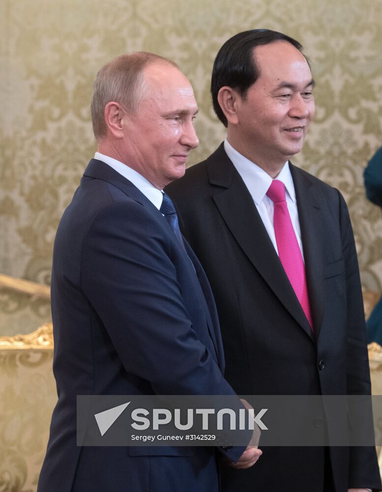 Russian President Vladimir Putin meets with President of Vietnam Tran Dai Quang