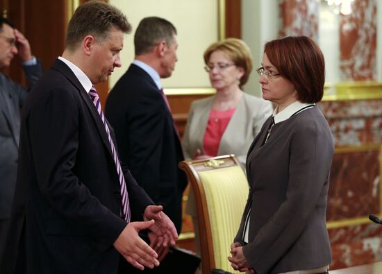 Russian prime minister Dmitry Medvedev chairs Government meeting