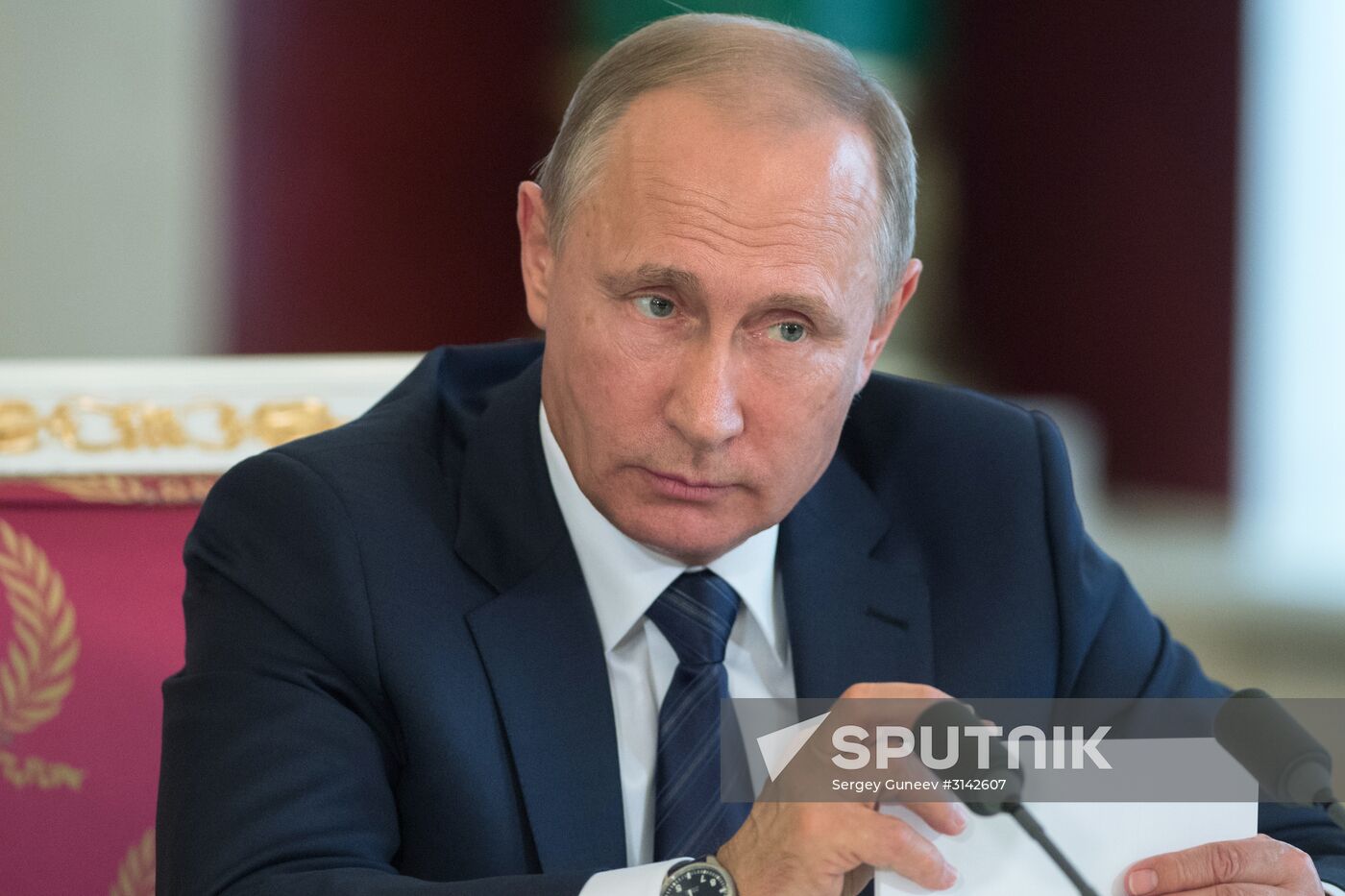 Russian President Vladimir Putin meets with Vietnamese President Tran Dai Quang
