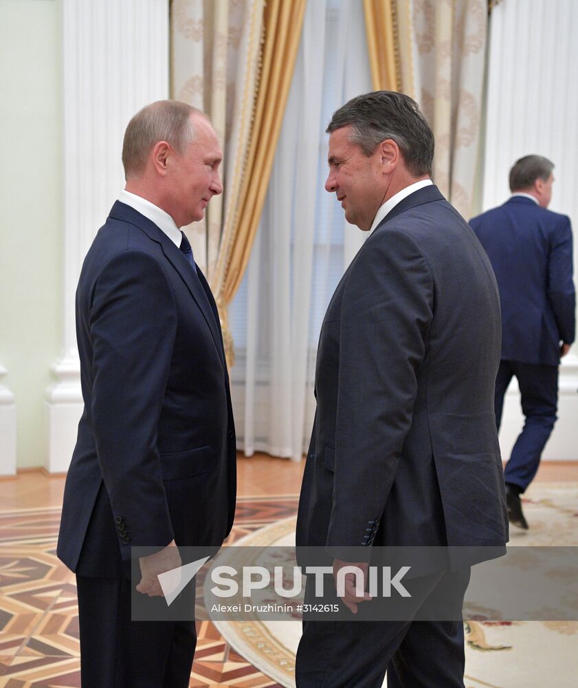 Russian President Vladimir Putin meets with German Minister of Foreign Affairs Sigmar Gabriel