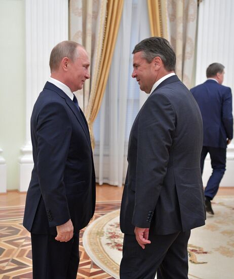Russian President Vladimir Putin meets with German Minister of Foreign Affairs Sigmar Gabriel