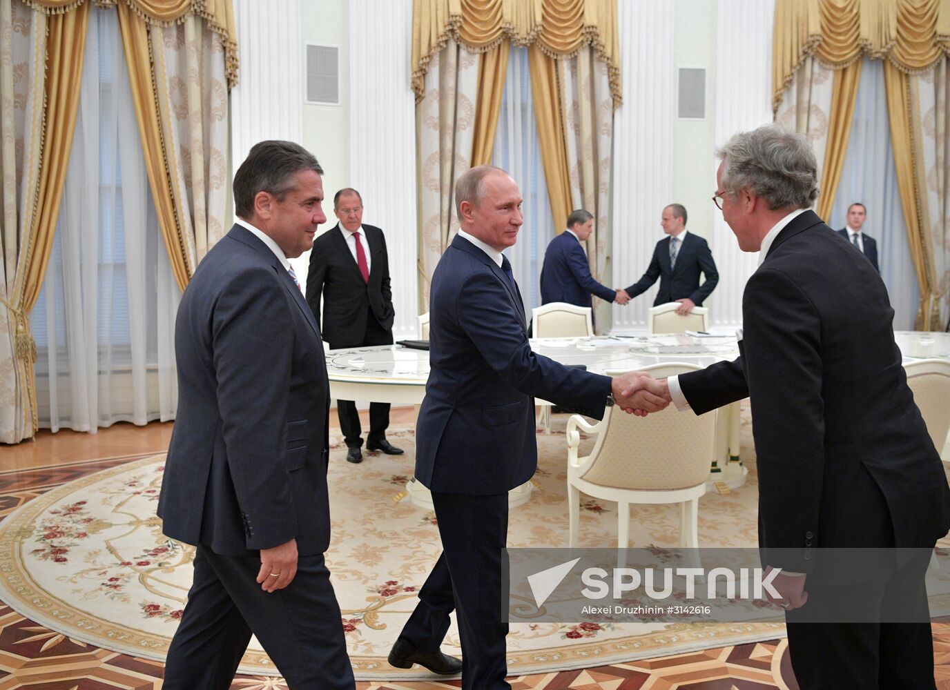 Russian President Vladimir Putin meets with German Minister of Foreign Affairs Sigmar Gabriel