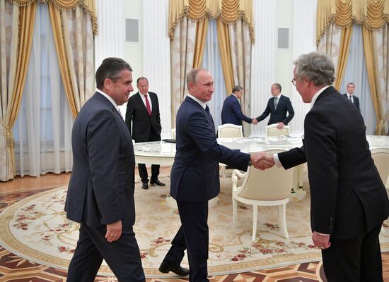 Russian President Vladimir Putin meets with German Minister of Foreign Affairs Sigmar Gabriel