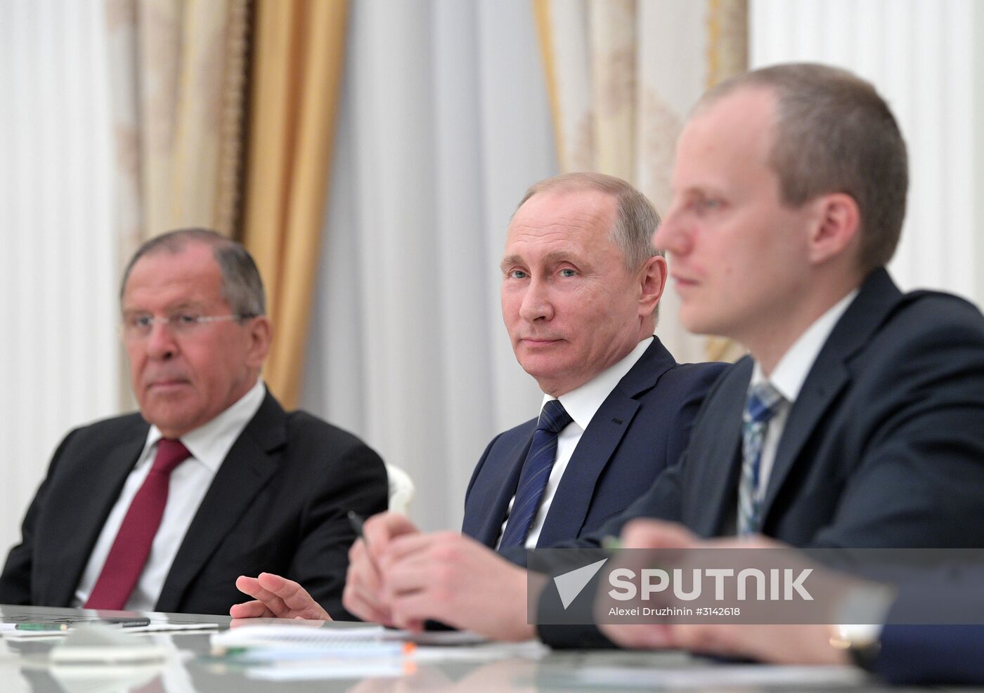 Russian President Vladimir Putin meets with German Minister for Foreign Affairs Sigmar Gabriel