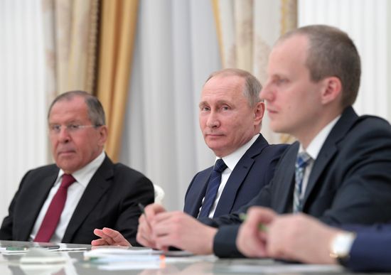 Russian President Vladimir Putin meets with German Minister for Foreign Affairs Sigmar Gabriel