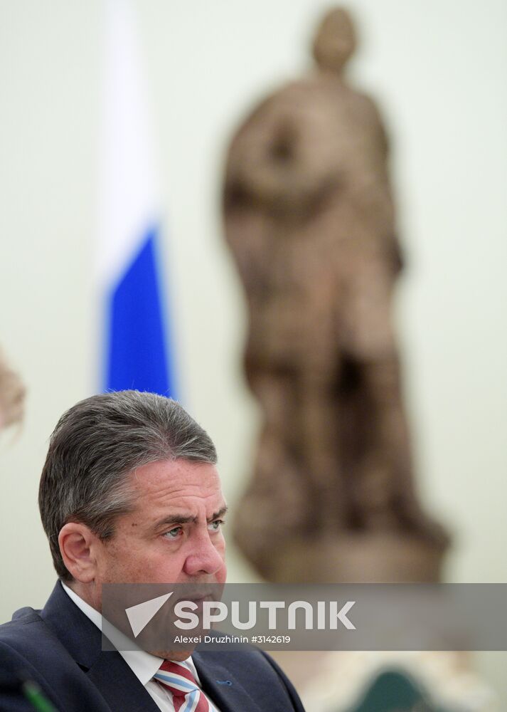 Russian President Vladimir Putin meets with German Minister for Foreign Affairs Sigmar Gabriel