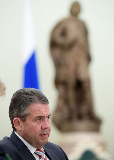 Russian President Vladimir Putin meets with German Minister for Foreign Affairs Sigmar Gabriel