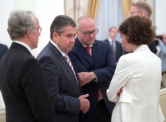 Russian President Vladimir Putin meets with German Minister of Foreign Affairs Sigmar Gabriel