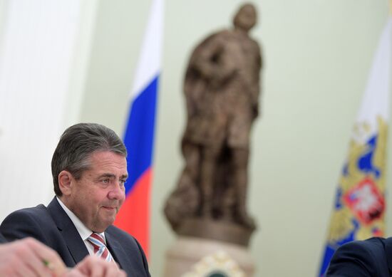 Russian President Vladimir Putin meets with German Minister of Foreign Affairs Sigmar Gabriel