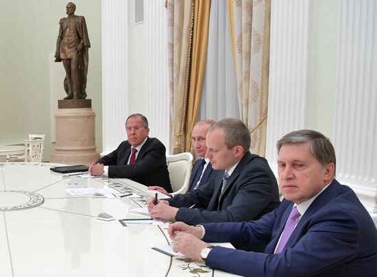 Russian President Vladimir Putin meets with German Minister for Foreign Affairs Sigmar Gabriel