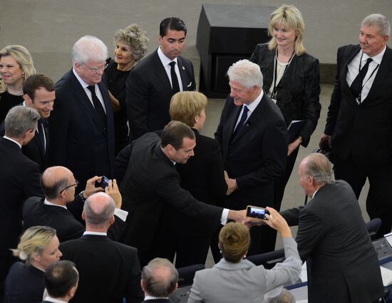 Russian Prime Minister Dmitry Medvedev takes part in memorial service for former German Chancellor Helmut Kohl